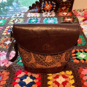 Vintage Putumayo Leather and Rattan Pattern Bag